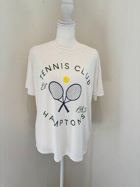 NWT Green Envelope Soft White Tennis Club‎ Graphic Tee
